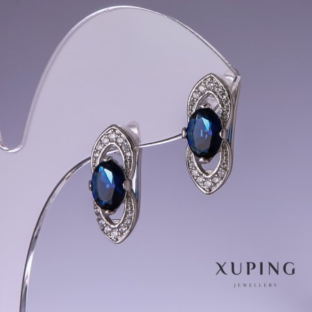 Сережки з синіми, блакитними та фіолетовими каменями